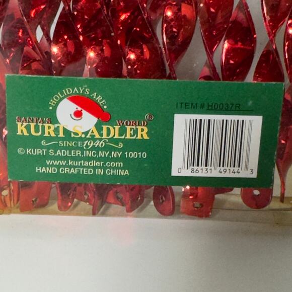 Christmas Ornament Icicles Red Spiral Shatterproof Kurt Adler Decor Set of 12 - Picture 4 of 5